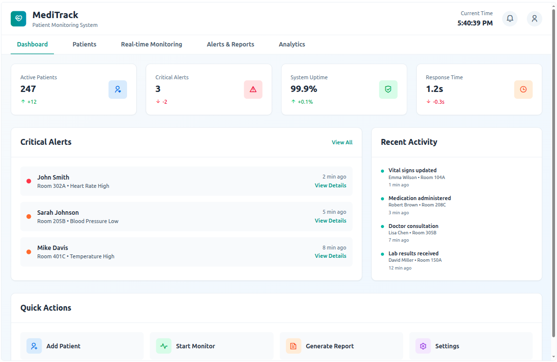 MediTrack - Patient Monitoring System
